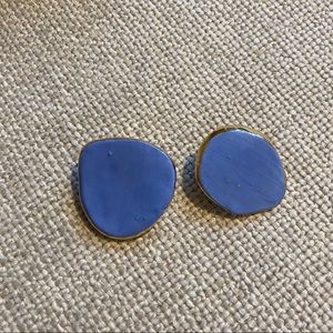 Blue and gold clip on earrings.